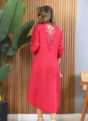 Vestido Monique – Elegância em Linho com Toque de Bordado