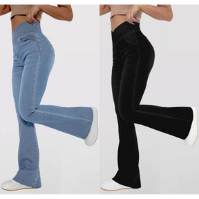 Calça Jeans de Cintura Alta Cruzada [COMPRE 1 LEVE 2]