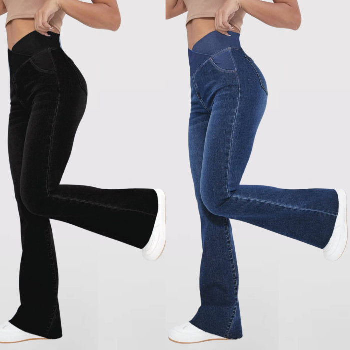 Calça Jeans de Cintura Alta Cruzada [COMPRE 1 LEVE 2]